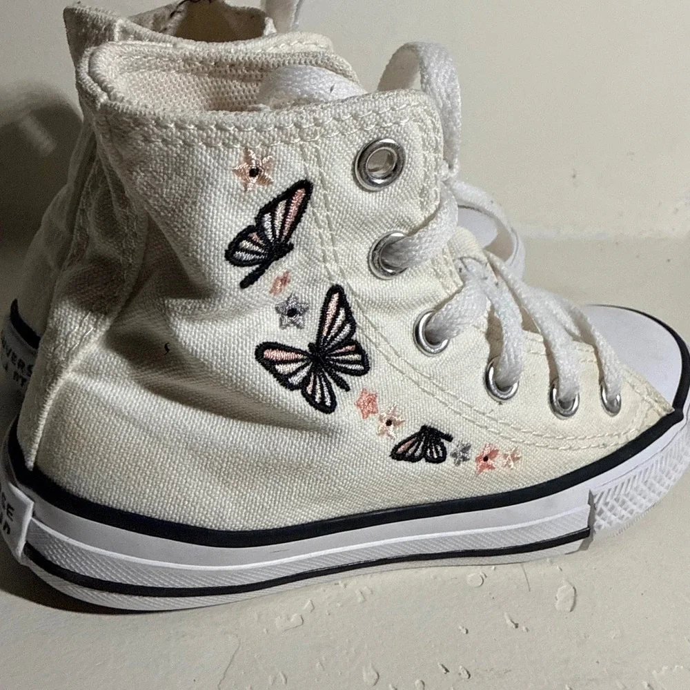Converse Shoes High Top Butterfly Embroidered White Kids 11